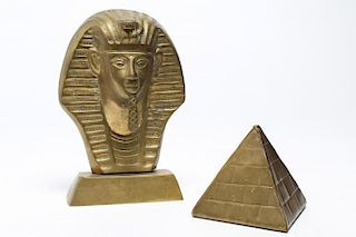 2 Gilt Brass Egyptian Tourist Articles