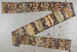 Old Asian Silk Brocade Panel: 231'' x 15'' (587 x 37 cm)