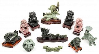 Collection of 11 Chinese Hardstone Figural Carvings