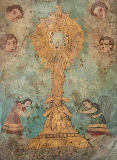 19th C. Painting of Monstrance, Mexico