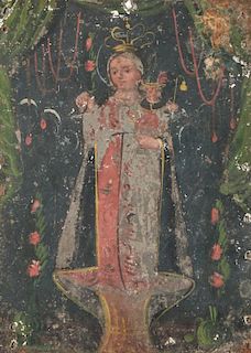 19th C. Painting of Virgin w. Nino, Mexico