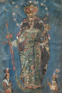 19th C. Cusco Painting of the Virgin