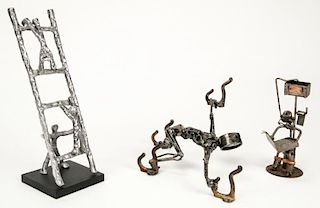 3 Found Metal Assemblage Sculptures