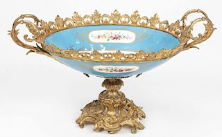 Continenal Sevres Style Footed Ormolu Mounted Bowl