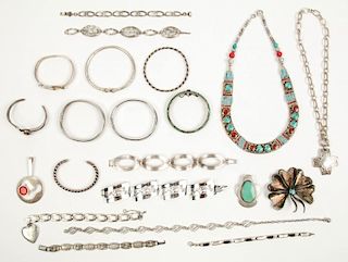 21 Pc Estate Jewelry Lot including Vintage Silver