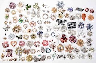 Group of 100+ Costume Jewelry Brooches & Pins