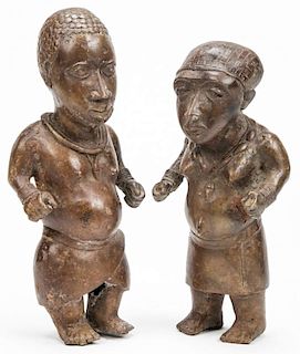 Fine Old Benin Bronze Dwarf Couple