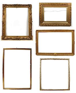 5 Fine Old Gilt Wood Frames, 19/20th c.