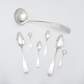 Joel Sayre Coin Silver Ladle and Spoons