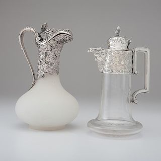 Glass Claret Jugs with Silver Mounts