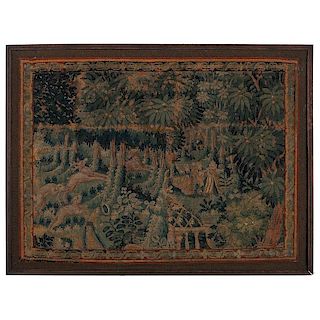 English Tapestry of a Wooded Scene
