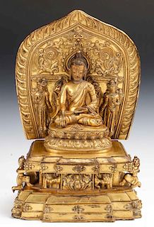 Fine Sino-Tibetan Gilt Bronze Seated Buddha