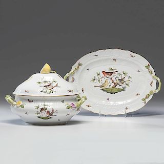 Herend Soup Tureen and Tray, Rothschild Bird