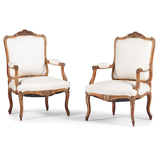 Finely Carved Louis XV-style Fauteuils