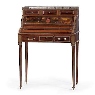 Louis XVI-style Ladies' Roll Top Writing Desk