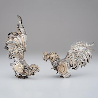 German Sterling Rooster Table Ornaments