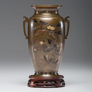 Meiji Mixed Metal Vase