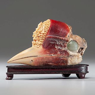 Chinese Carved Hornbill Skull