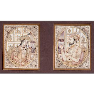Indian School Portraits of Shah Jahan and Mumtaz Mahal