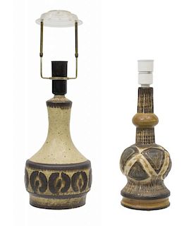 (2) DANISH MODERN ART POTTERY TABLE LAMPS, AXELLA