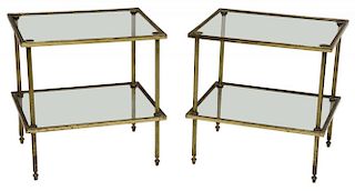 (2) BRASS TWO-TIER TABLES, STYLE OF MAISON BAGUES