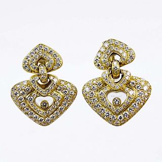 Chopard Approx. 2.50 Carat Diamond and 18 Karat Yellow Gold Pendant Screw back Earrings.