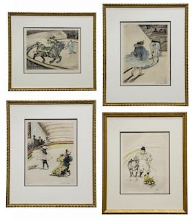 (4) FRAMED CIRCUS PRINTS AFTER TOULOUSE-LAUTREC