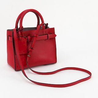 Reed Krakoff Red Leather Mini Tote Bag. Gray interior with pouch pockets.