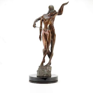 Misha Frid, Russian (B. 1938) "The Cello Player" Artist Proof Bronze Sculpture on Rotating Base.