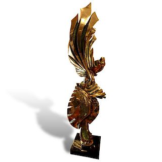 Monyo Mihailescu Nasturel, Romanian (B.1926) "Serenade-Opus 1" Bronze and Scattered Verdigris Patination Modern Sculpture.