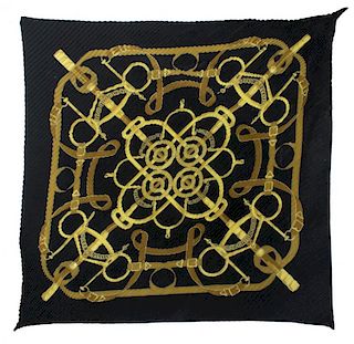 HERMES PLEATED SILK SCARF "EPERON D'OR"