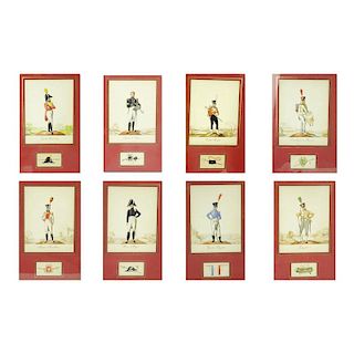 Collection of Eight (8) 19th Century French Military Gouache On Paper Paintings. Includes portraits of various officers.