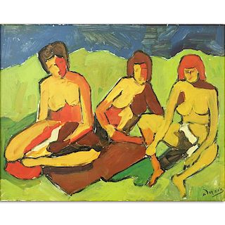 Attributed to: André Derain, French (1880-1954) Oil on Panel, Nudes in Landscape.