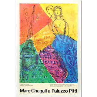 1978 Italian Exhibition Poster, Marc Chagall a Palazzo Pitti. This poster was produced for an 1978 exhibition of Chagall's wo