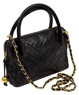 CHANEL BLACK QUILTED LEATHER 2-WAY MINI TOTE
