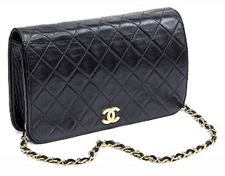 CHANEL QUILTED BLACK LEATHER TIMELESS FLAP