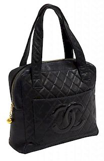 CHANEL BLACK QUILTED LEATHER HANDBAG
