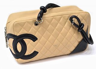CHANEL CAMBON BOSTON PEACH QUILTED LEATHER HANDBAG