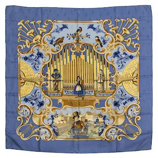 HERMES 'ORGAUPHONE' SQUARE SILK TWILL SCARF