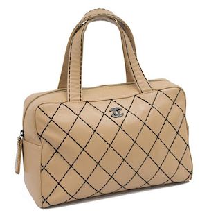 CHANEL WILD STITCH QUILTED LEATHER SATCHEL BAG
