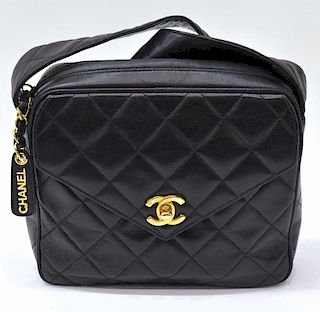 CHANEL BLACK QUILTED LEATHER MINI ZIP TOTE