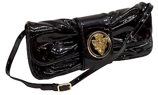 GUCCI BLACK PATENT LEATHER HYSTERIA CLUTCH WALLET