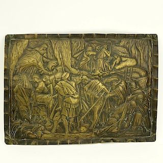 Antique Brass Relief Plaque "Roman Soldiers".