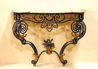 Marble Top Iron Framed Console Table