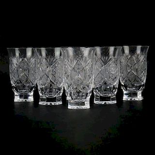 Six (6) Vintage Cut Glass Water Glasses. Unsigned.