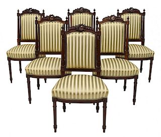 (6) CARVED LOUIS XVI STYLE SIDE CHAIRS