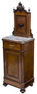 ITALIAN MAHOGANY BEDSIDE CABINET WITH MARBLE TOP