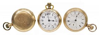 (3) POCKET WATCHES, HUNTER CASE, 2 OPERATING