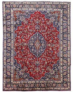 HAND WOVEN SIGNED PERSIAN MASHAD RUG, 9'3" x 12'5"