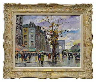 M. VERNIER (FRENCH, 20TH C.) PARIS STREET SCENE